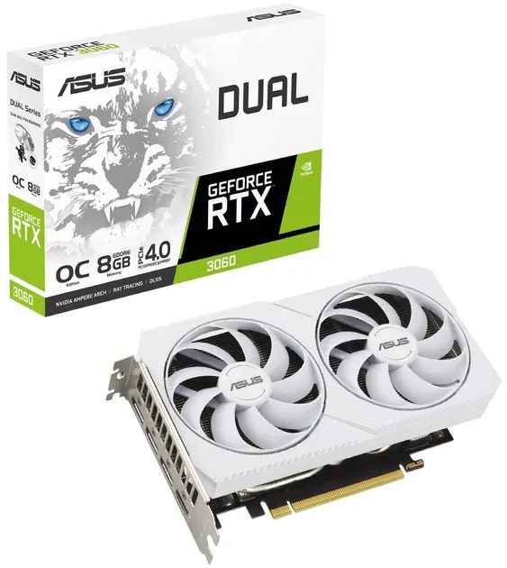 Видеокарта ASUS Nvidia GeForce DUAL-RTX3060-O8G-WHITE_У1