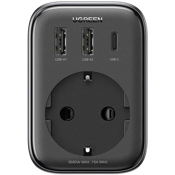 Мережевий фільтр UGREEN CD314 GaN 30W Outlet Extender Gray (90613)