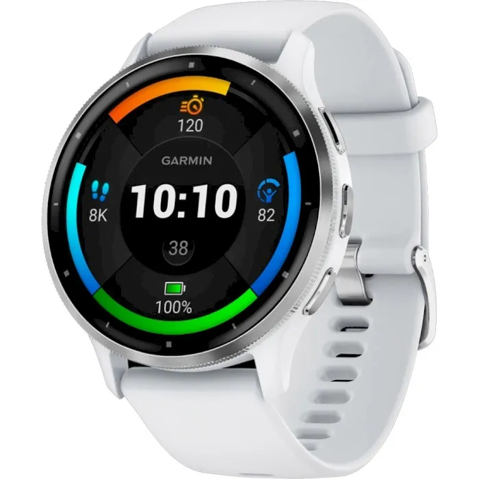 Смарт-годинник Garmin Venu 3 Silver Stainless Steel Bezel with Whitestone Case and Silicone Band (010-02784-00/50)