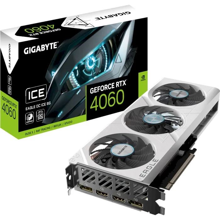 Відеокарта GIGABYTE GeForce RTX 4060 EAGLE OC ICE 8G (GV-N4060EAGLEOC ICE-8GD)