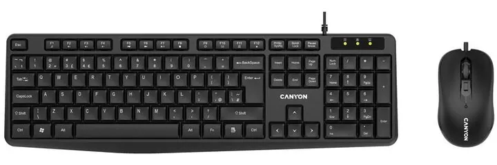 Комплект (клавиатура и мышь) Canyon SET-1 Water resistant ENG/UKR USB Black (CNE-CSET1)