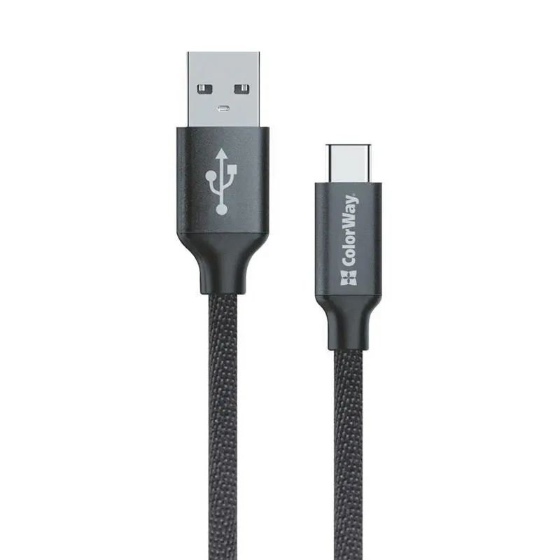 Кабель синхронизации ColorWay USB-USB-C, 2м Black (CW-CBUC008-BK)