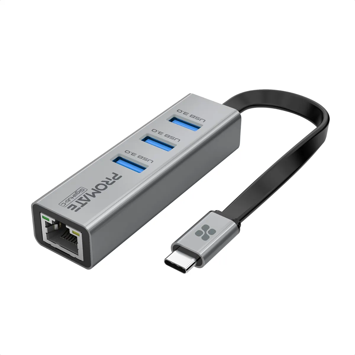 USB Хаб Promate USB GigaHub USB-C Grey (gigahub-c.grey)