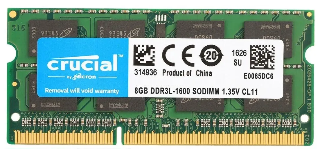 Оперативная память Crucial DDR3L 8GB/1600 (CT102464BF160B.C16FPD)