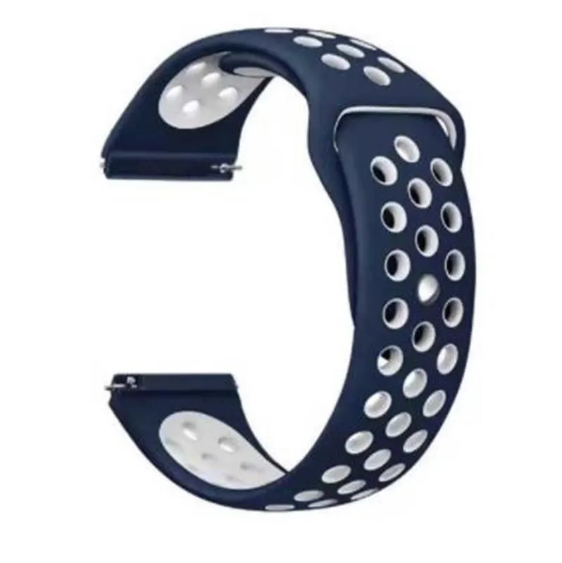 Ремінець для фітнес браслета BeCover Nike Style for Samsung Galaxy (20mm)/Watch 5/ Watch 4 40/44mm/Watch 4 Classic 42mm/Watch Active/Active 2 40/44mm/Watch 3 41mm/Gear S2/Classic/Gear Sport Blue-White (705698)