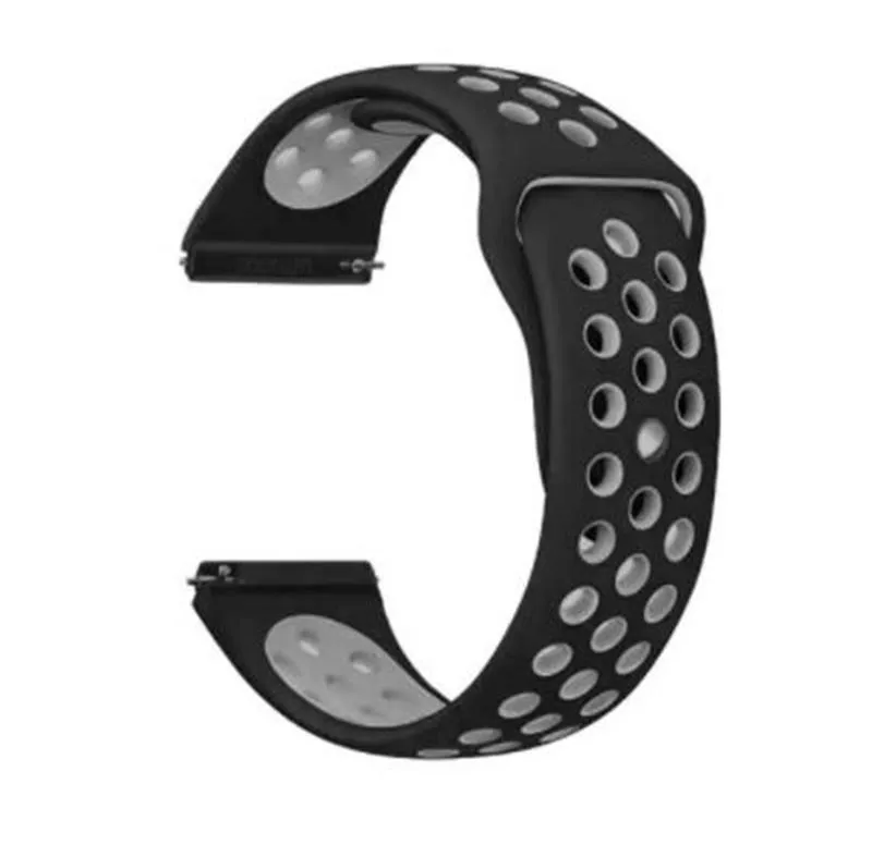 Ремінець для фітнес браслета BeCover Nike Style for Samsung Galaxy (20mm)/Watch 5/ Watch 4 40/44mm/Watch 4 Classic 42mm/Watch Active/Active 2 40/44mm/Watch 3 41mm/Gear S2/Classic/Gear Sport Black-Grey (705693)