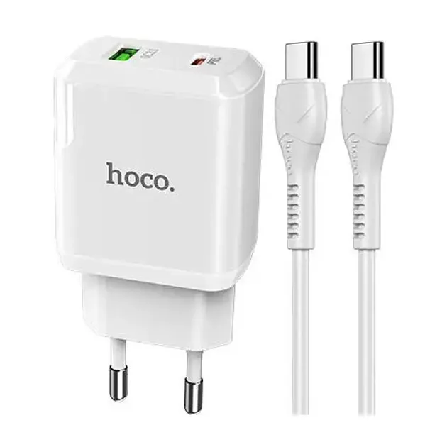 Зарядний пристрій Hoco N5 (1USB 3A QC3.0 + 1 PD Type-C) White (S25717) + Type-C