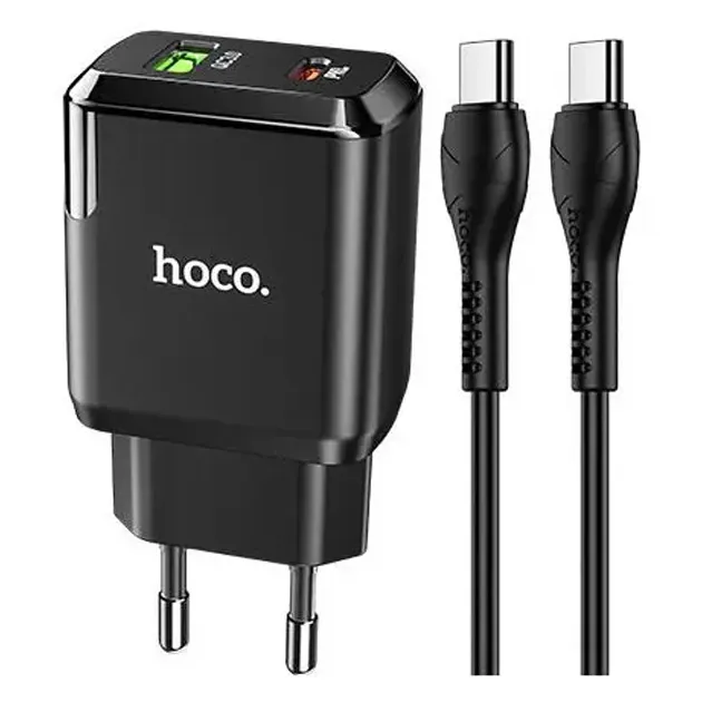 Зарядний пристрій Hoco N5 (1USB 3A QC3.0 + 1 PD Type-C) Black (S25720) + Type-C