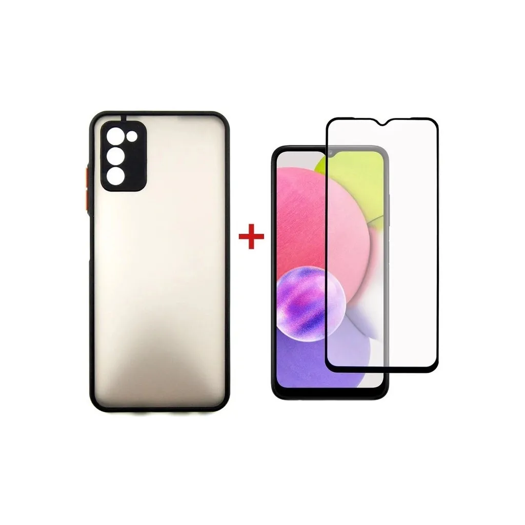 Чехол для смартфона Dengos Kit for Samsung Galaxy A03s case + glass (Black) (DG-KM-24)