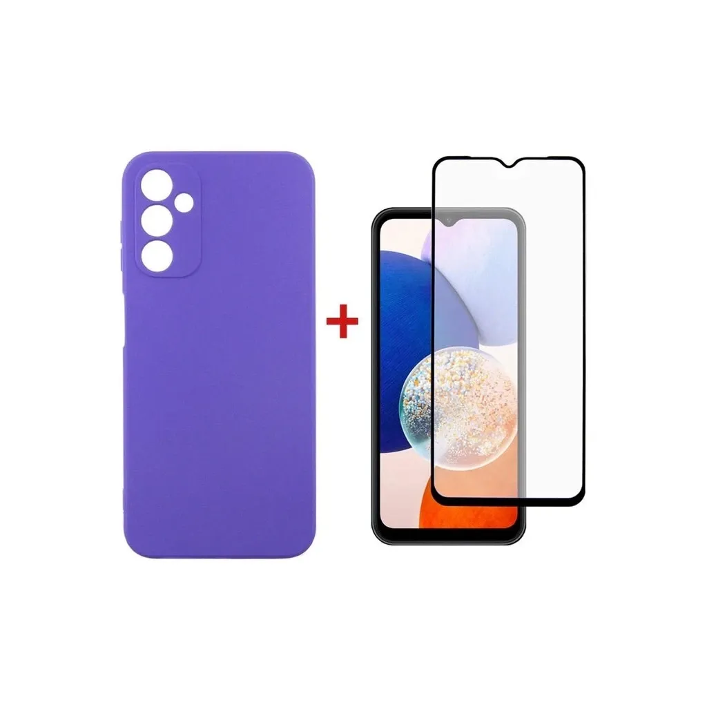 Чохол для смартфона Dengos Kit for Samsung Galaxy A14 5G case + glass (Purple) (DG-KM-13)