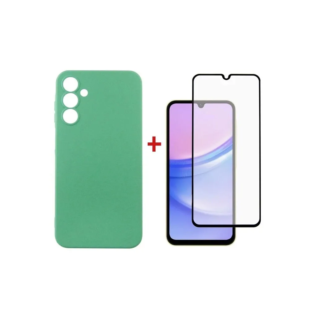 Чехол для смартфона Dengos Kit for Samsung Galaxy A15 case + glass (Mint) (DG-KM-59)