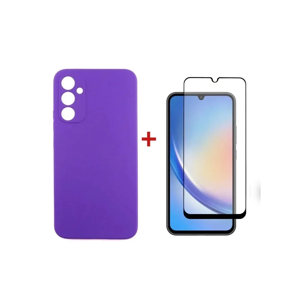 Чохол для смартфона Dengos Kit for Samsung Galaxy A34 5G case + glass (Purple) (DG-KM-42)