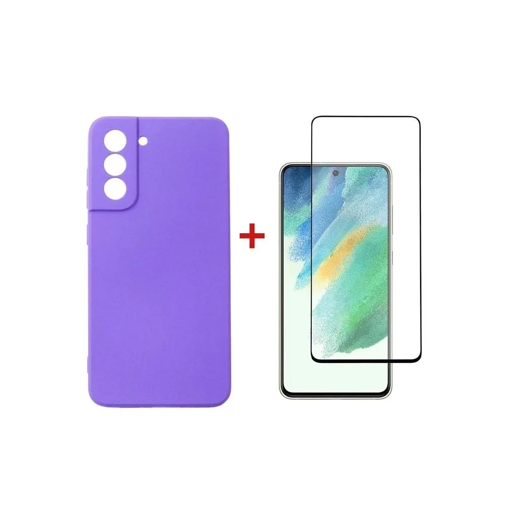 Чехол для смартфона Dengos Kit for Samsung Galaxy S21 FE case + glass (Purple) (DG-KM-40)