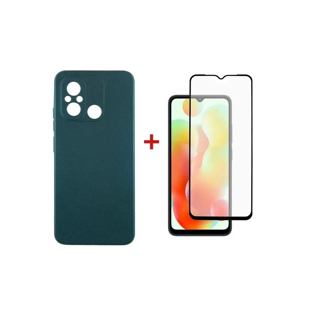 Чохол для смартфона Dengos Kit for Xiaomi Redmi 12C case + glass (Green) (DG-KM-53)