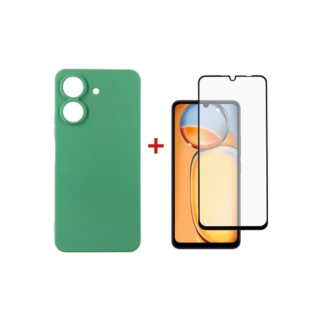 Чохол для смартфона Dengos Kit for Xiaomi Redmi 13C case + glass (Mint) (DG-KM-63)