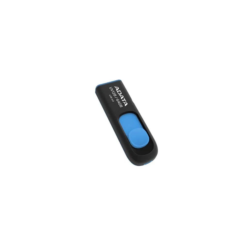 Флеш пам'ять USB ADATA 64Gb UV128 black-blue USB 3.0 (AUV128-64G-RBE)