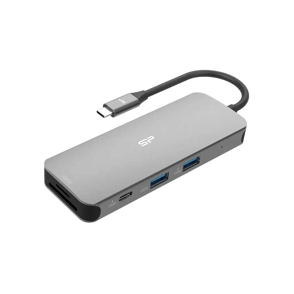 USB Хаб Silicon Power USB-C 8-in-1 SR30 Silver Aluminum (SPU3C08DOCSR300G)