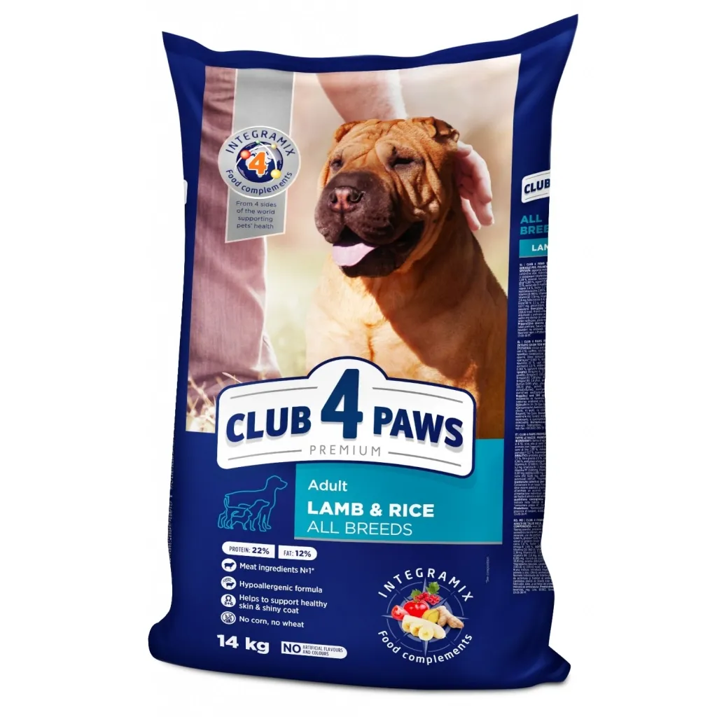 Сухой корм для собак Club 4 Paws Премиум. Ягня и рис 14 кг (4820083909573)