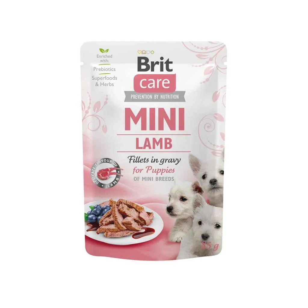 Вологий корм для собак Brit Care Mini pouch 85 г цуценят (філе ягняти в соусі) (8595602534418)