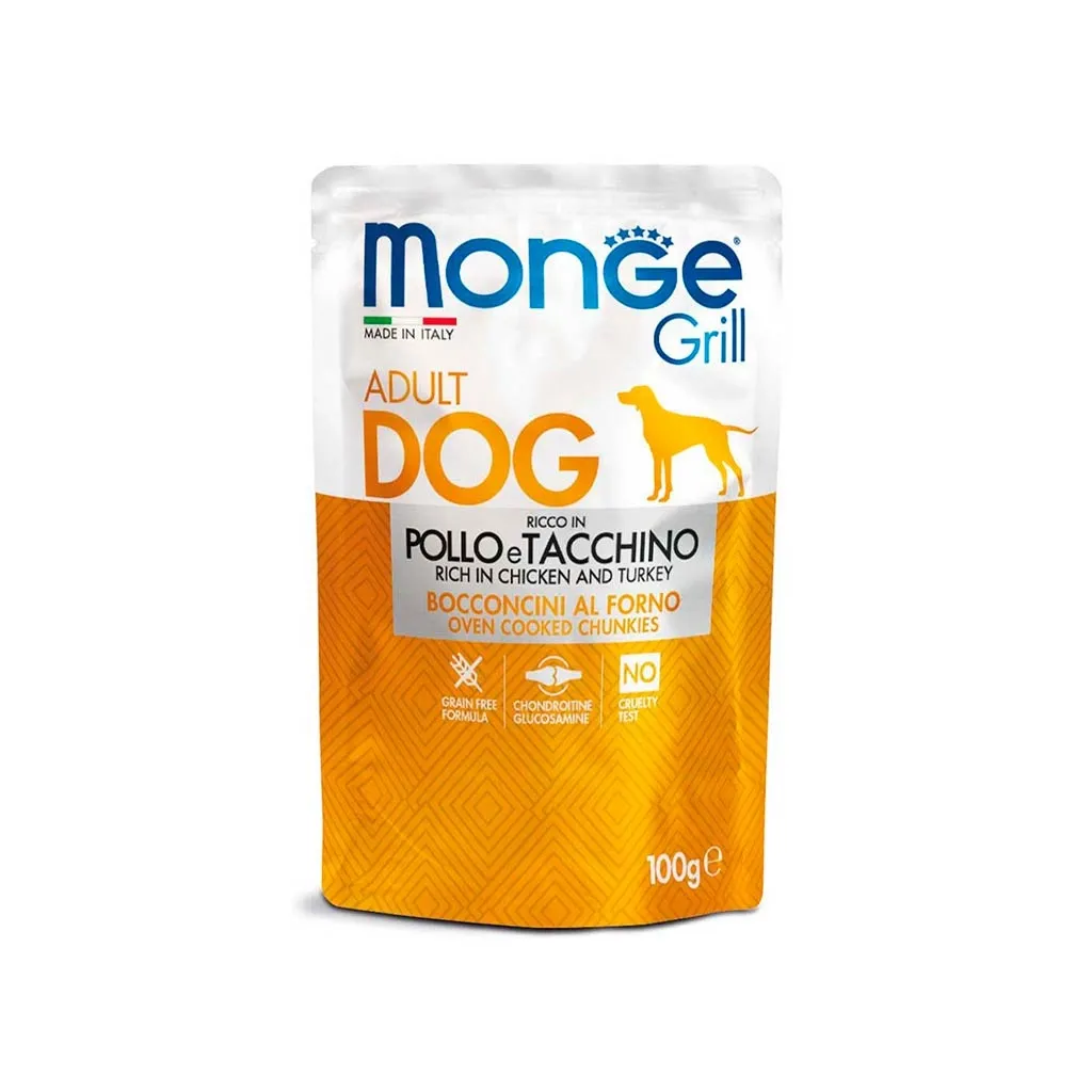 Влажный корм для собак Monge Dog Grill с курицей и индейкой 100 г (8009470013116)