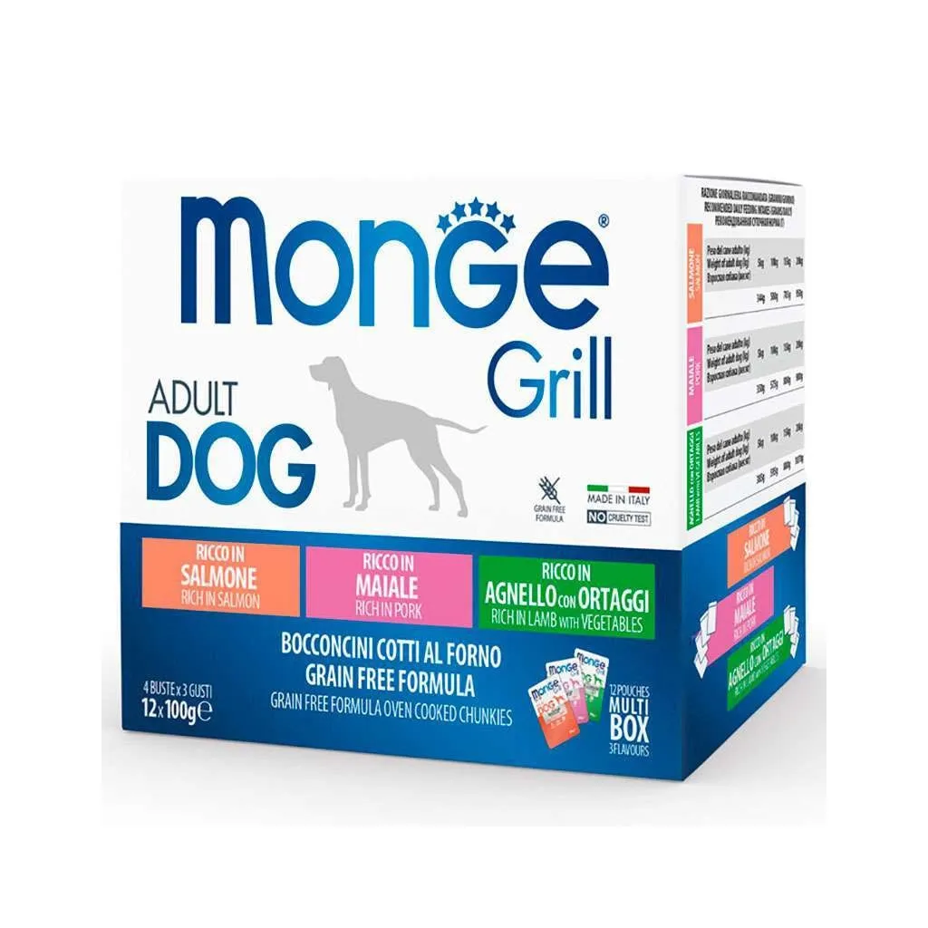 Влажный корм для собак Monge Dog Grill Mix Lamb&Pork&Salmon 12*100 г (8009470017503)