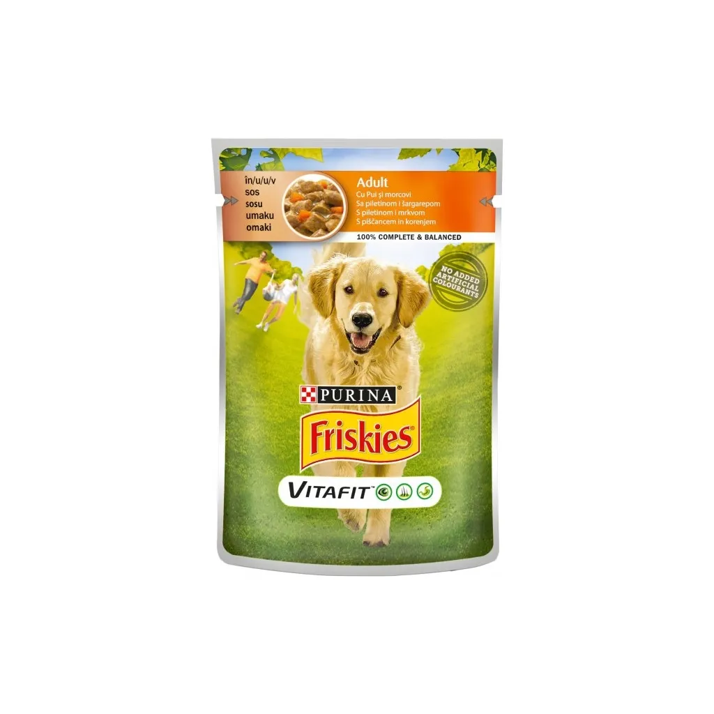 Влажный корм для собак Purina Friskies с курицей и морковью в соусе 100 г (7613035800847)