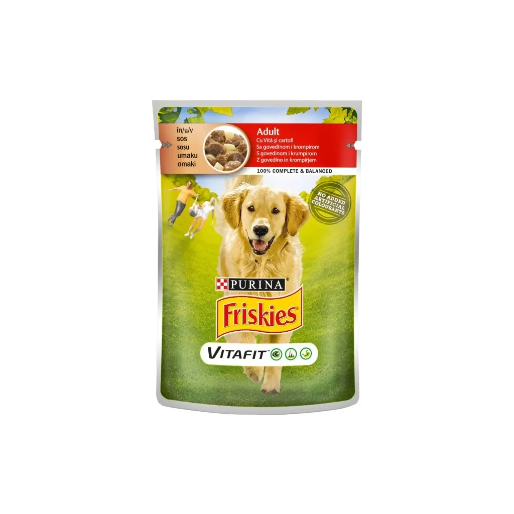 Вологий корм для собак Purina Friskies з яловичиною та картоплею у підливці 100 г (7613035800823)