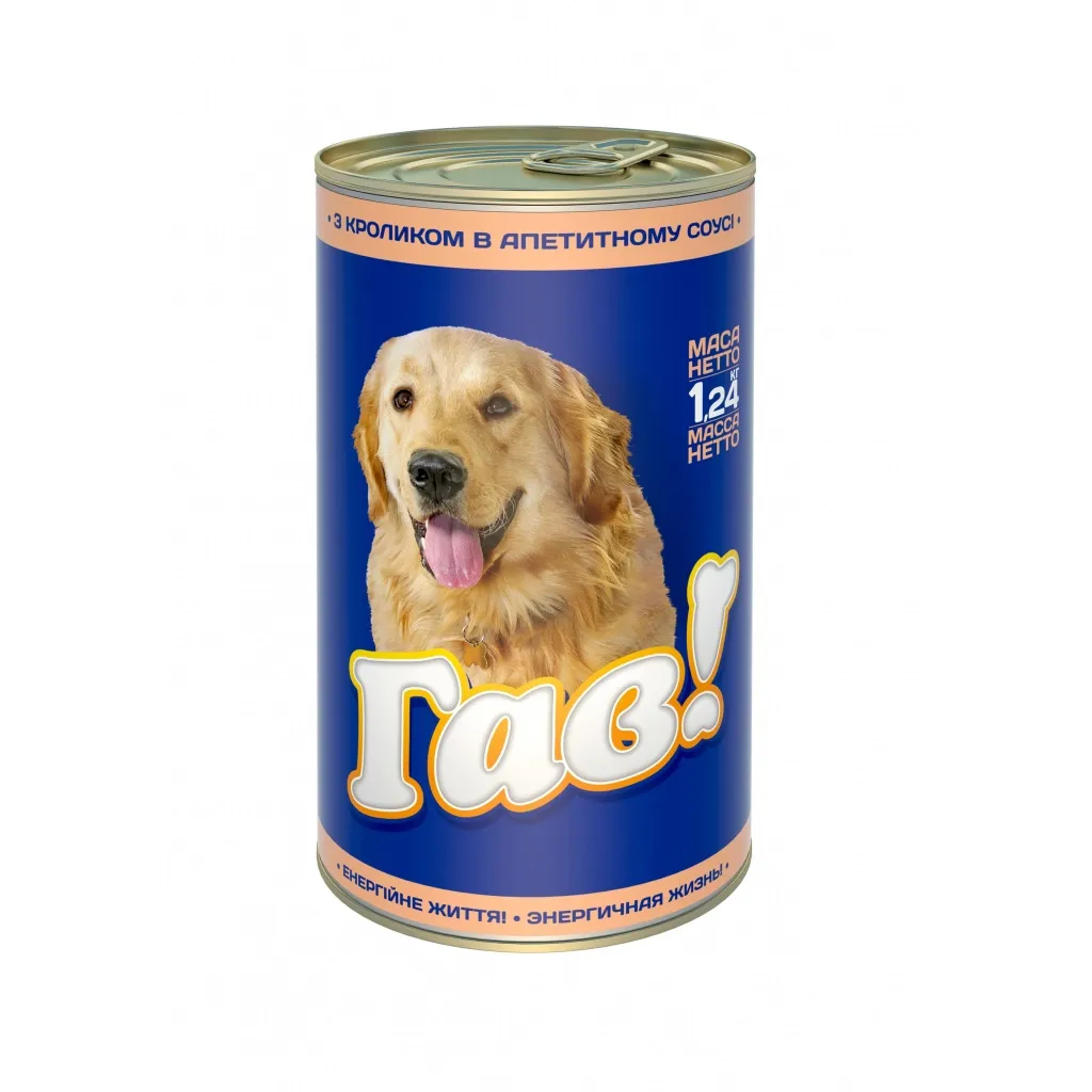 Консерва для собак Гав! з кроликом в апетитному соусі 1.24 кг (4820083902673)