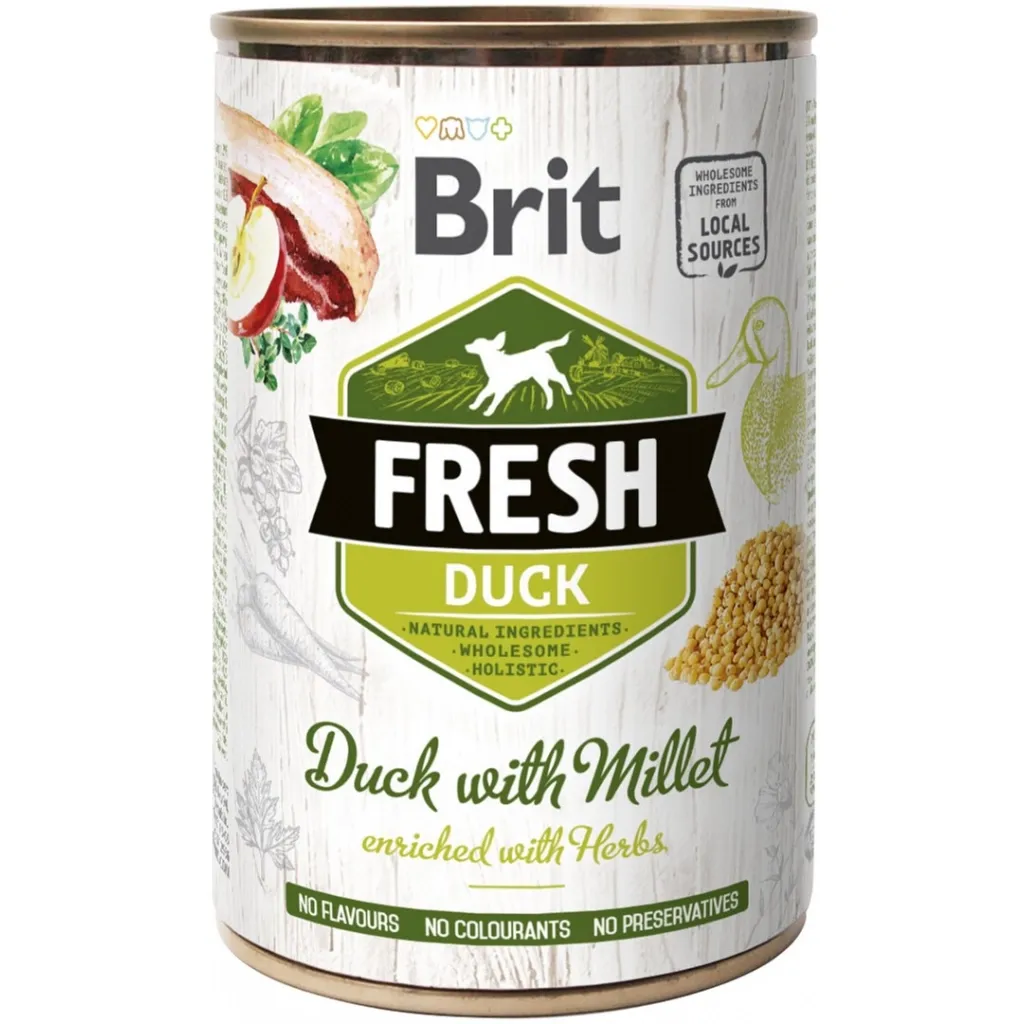 Консерва для собак Brit Fresh Duck/Millet 400 г (з качкою та пшоном) (8595602533909)