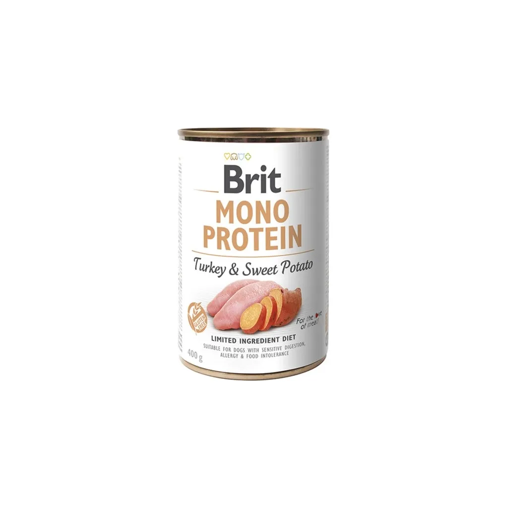 Консерва для собак Brit Mono Protein з індичкою та бататом 400 г (8595602529759)