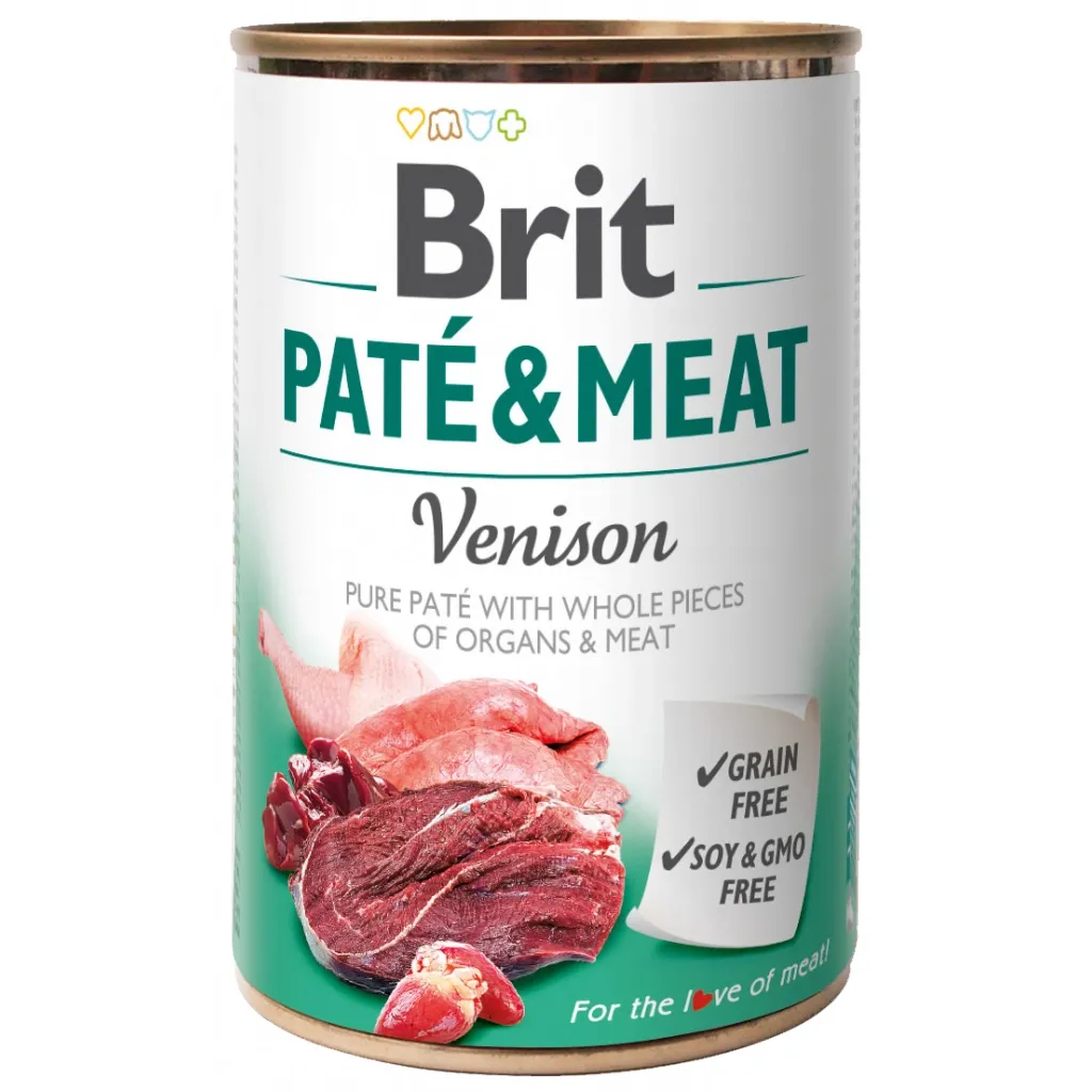 Консерва для собак Brit Pate and Meat зі смаком оленини та курки 400 г (8595602530328)