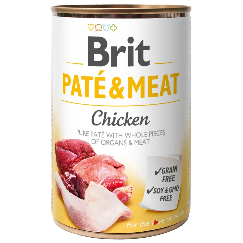 Консерва для собак Brit Pate and Meat зі смаком курки 400 г (8595602530281)