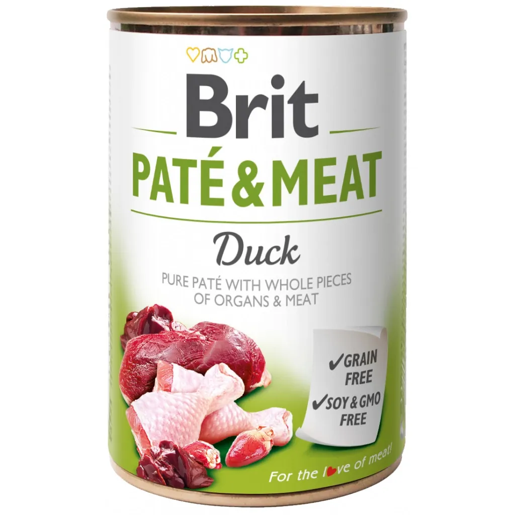 Консерва для собак Brit Pate and Meat зі смаком качки 400 г (8595602530304)