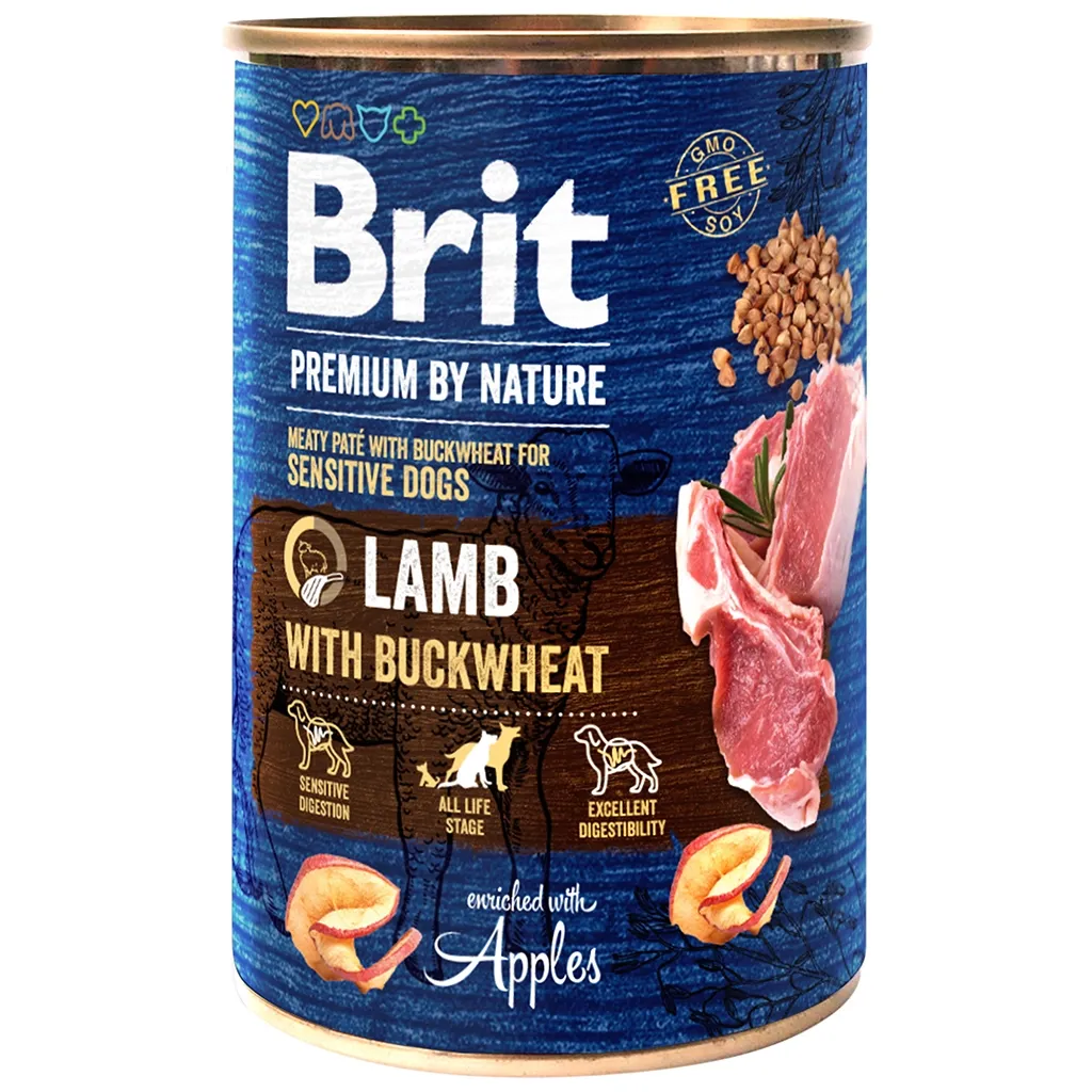 Консерва для собак Brit Premium by Nature ягня з гречкою 400 г (8595602538614)