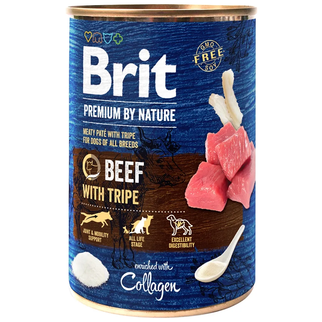 Консерва для собак Brit Premium by Nature яловичина з торбухами 800 г (8595602538607/8595602561834)