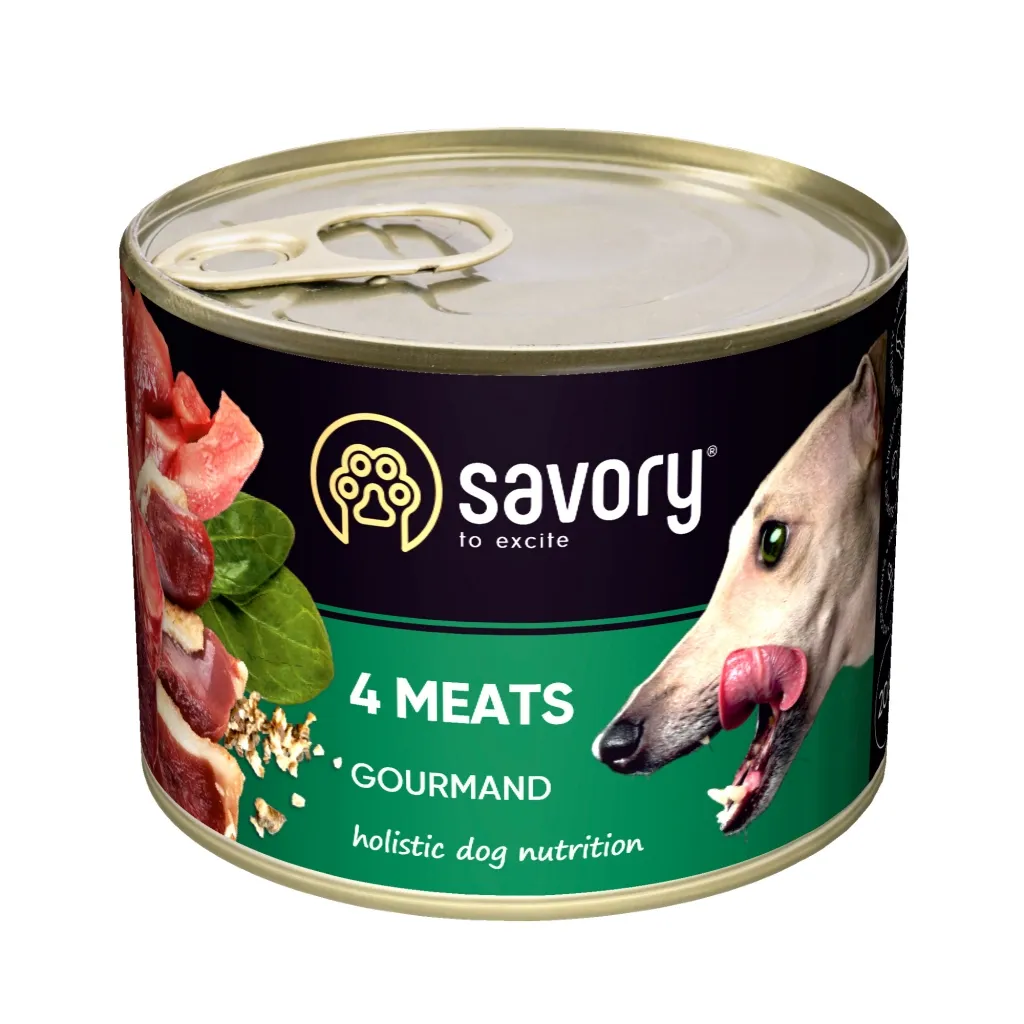 Консерва для собак Savory Dog Gourmand 4 види м'яса 200 г (4820232630389)