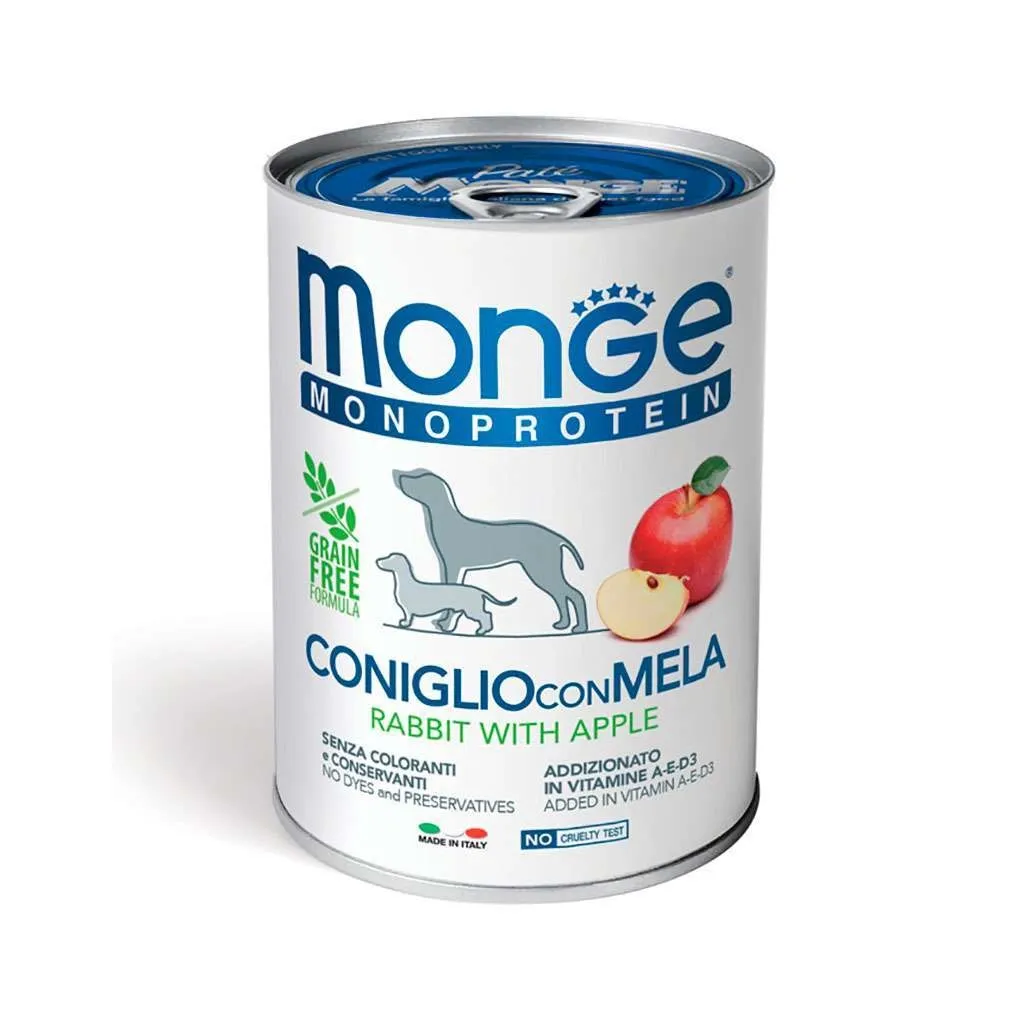 Консерва для собак Monge Dog Fruit Monoprotein кролик з яблуками 400 г (8009470014328)