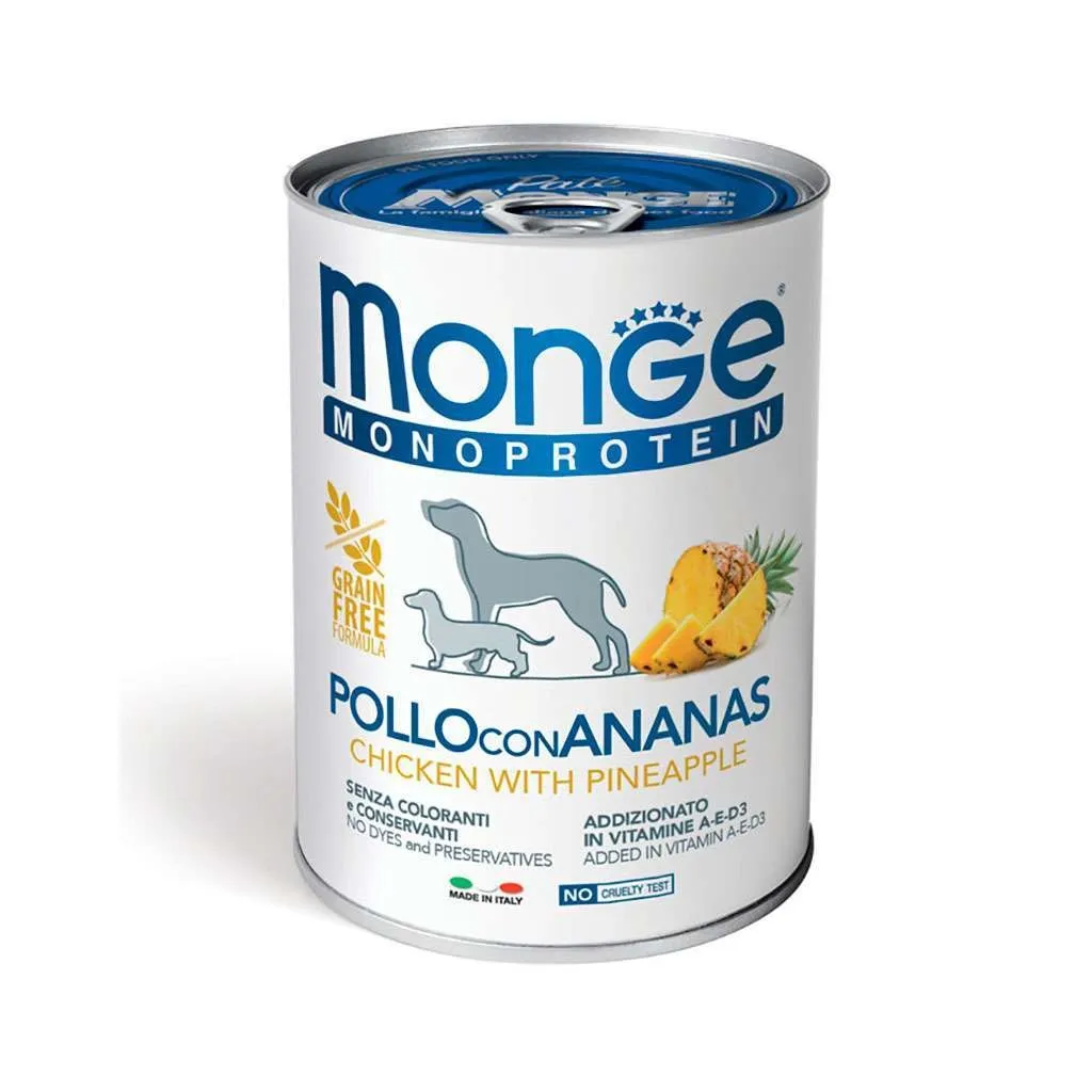 Консерва для собак Monge Dog Fruit Monoprotein курка з ананасом 400 г (8009470014311)