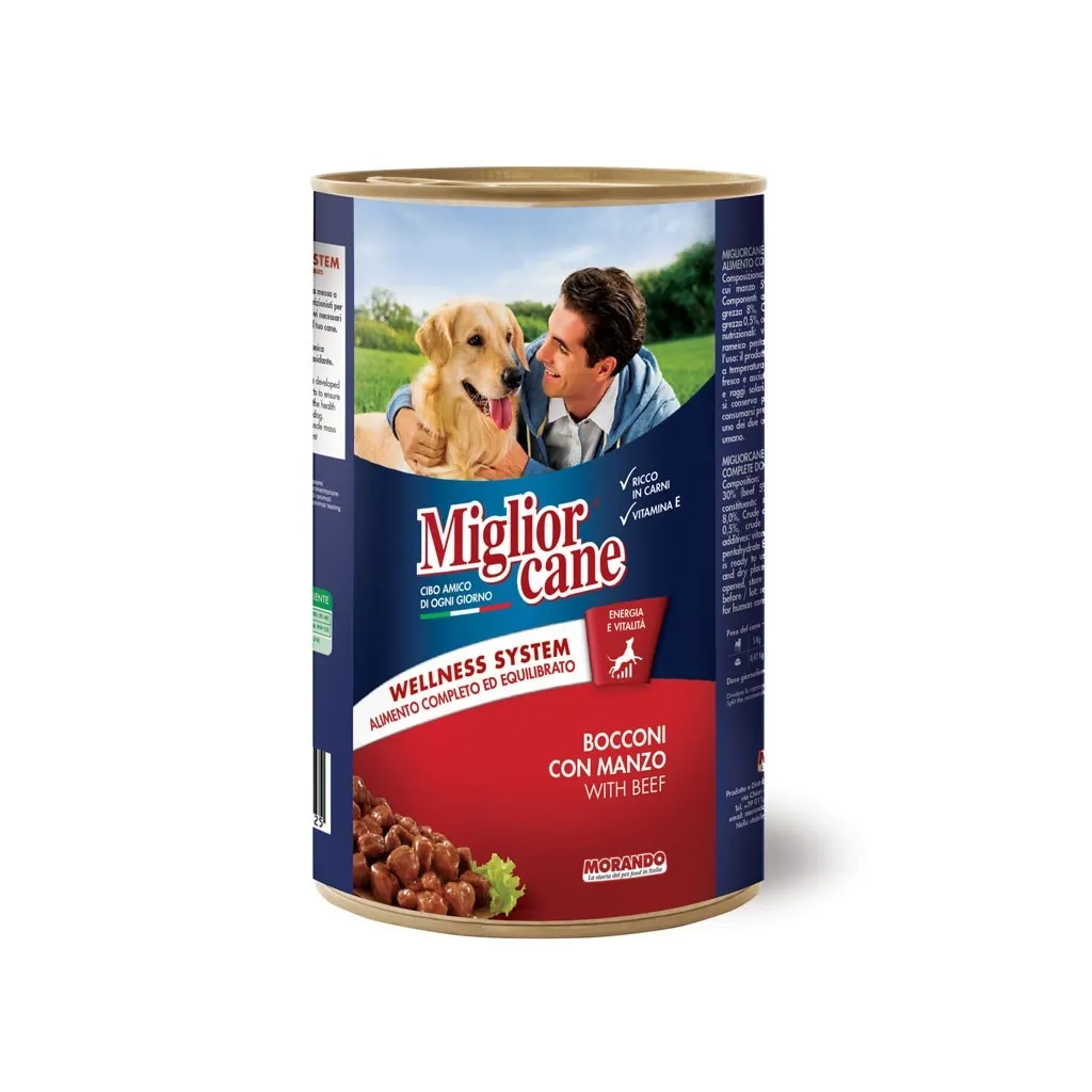 Консерва для собак Migliorcane зі шматочками яловичини 1250 г (8007520011525)