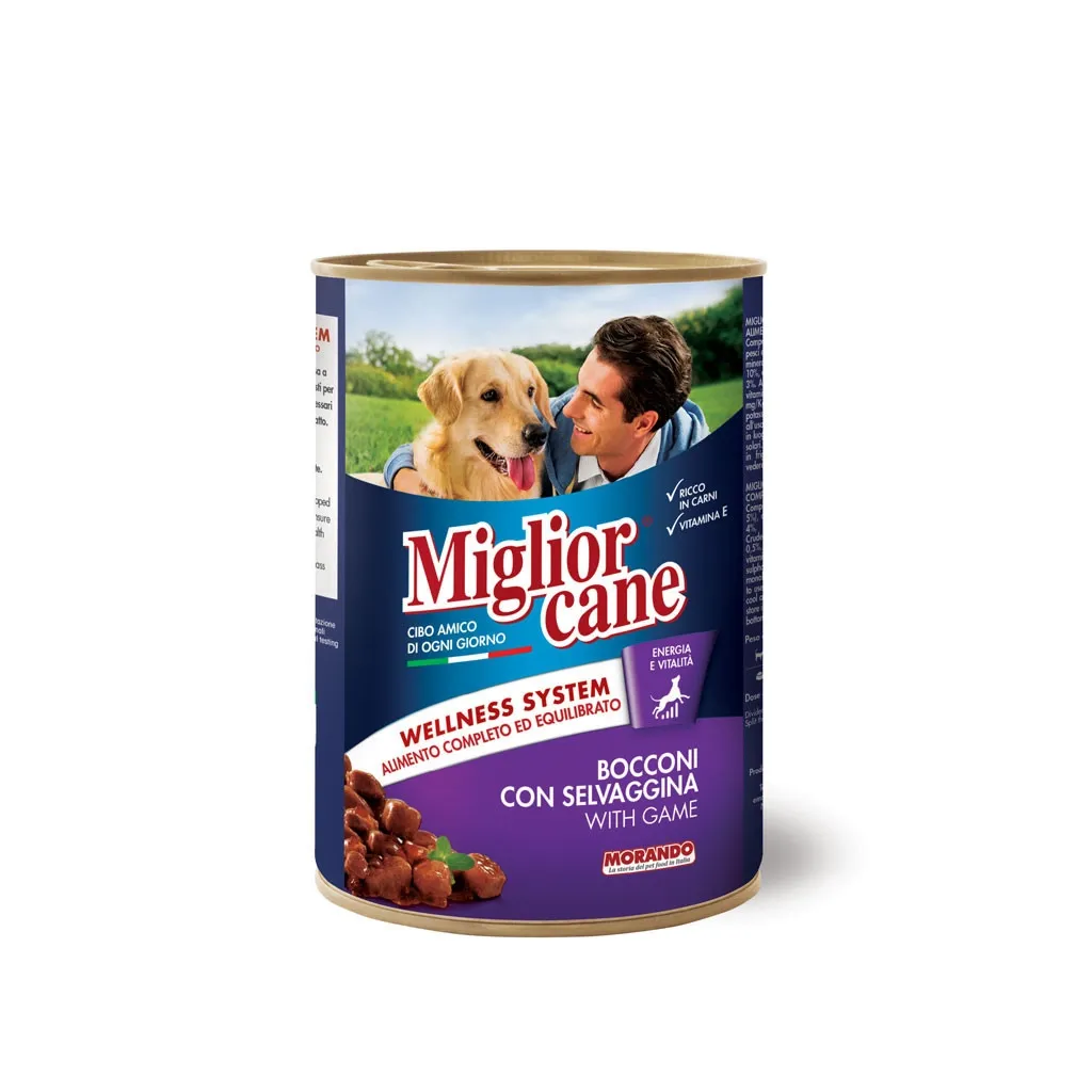 Консерва для собак Migliorcane зі шматочками дичини 405 г (8007520011259)