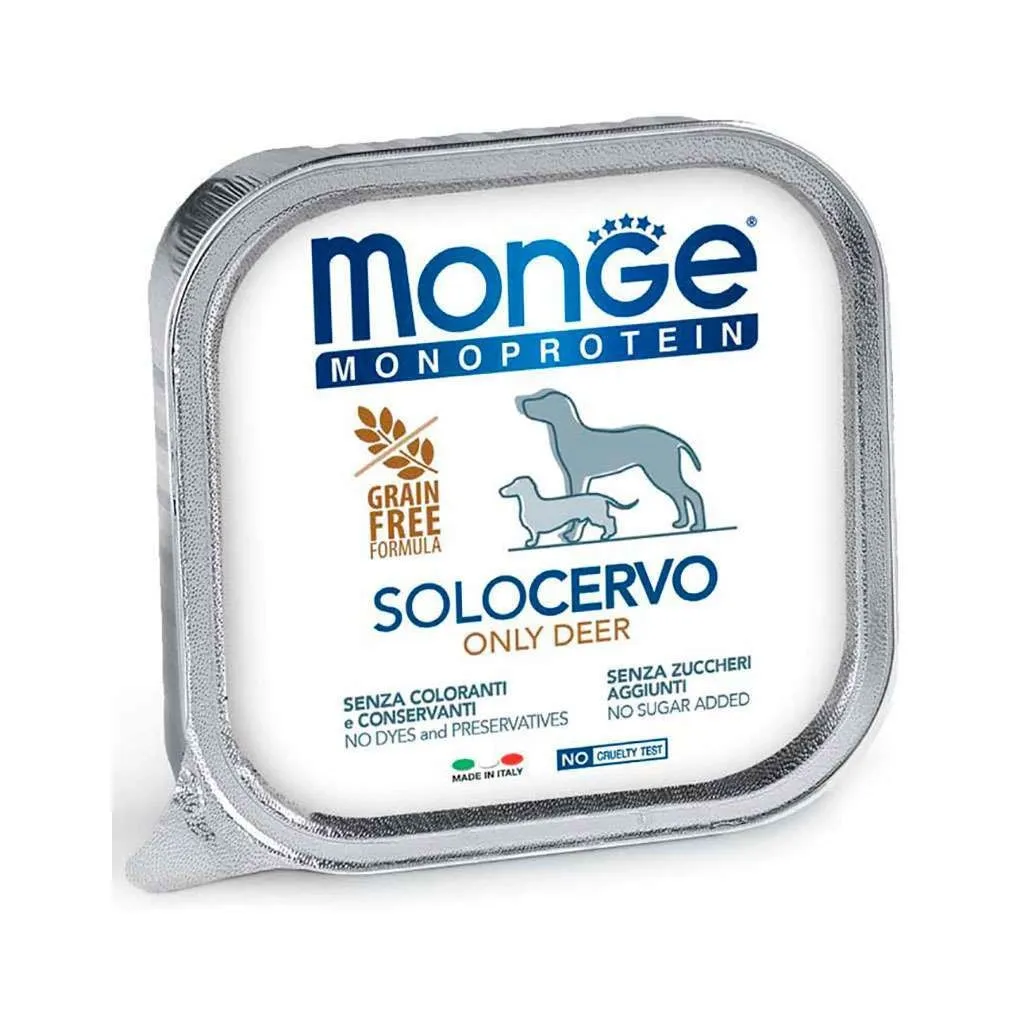 Консерва для собак Monge Dog Solo 100% оленина 150 г (8009470014175)