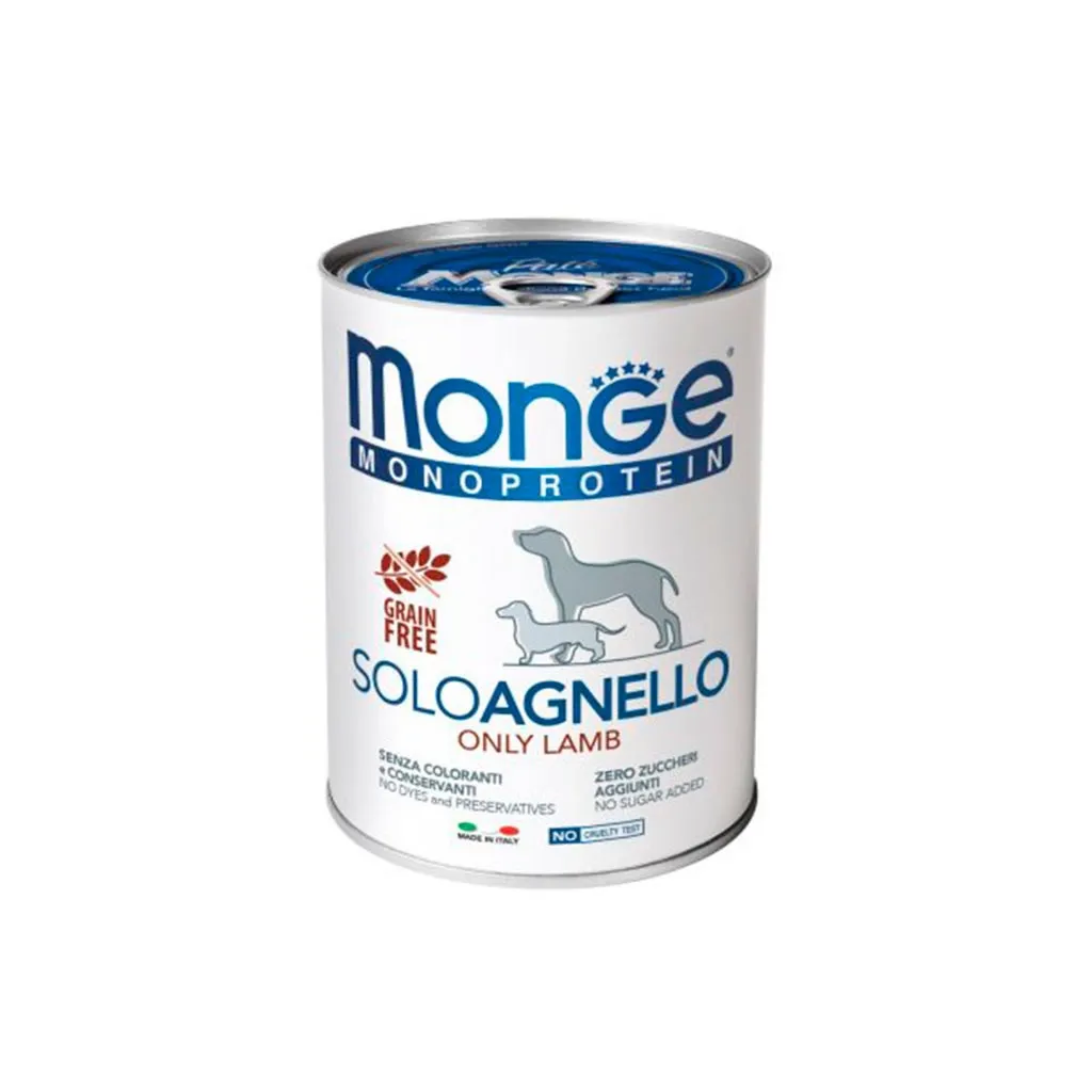 Консерва для собак Monge Dog Solo 100% ягню 400 г (8009470014236)