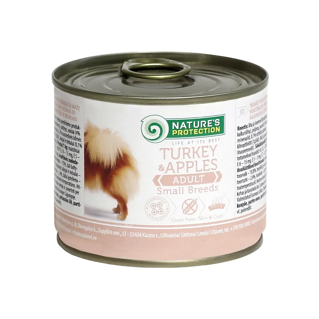 Консерва для собак Nature's Protection Adult Small Breeds Turkey&Apples 200 г (KIK24520)