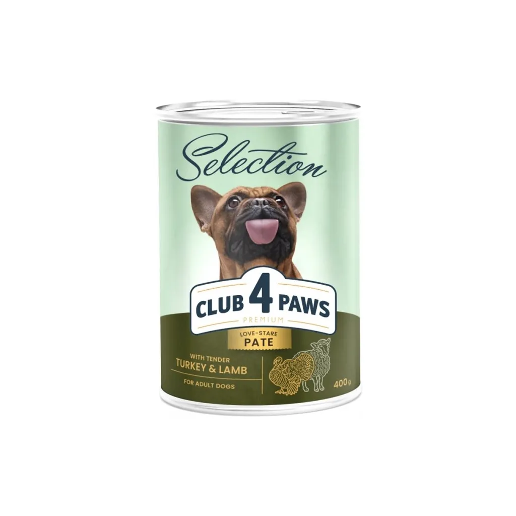 Консерва для собак Club 4 Paws Selection Паштет з індичкою та ягням 400 г (4820215368704)