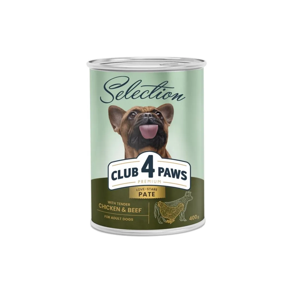 Консерва для собак Club 4 Paws Selection Паштет з куркою та говядиною 400 г (4820215368674)