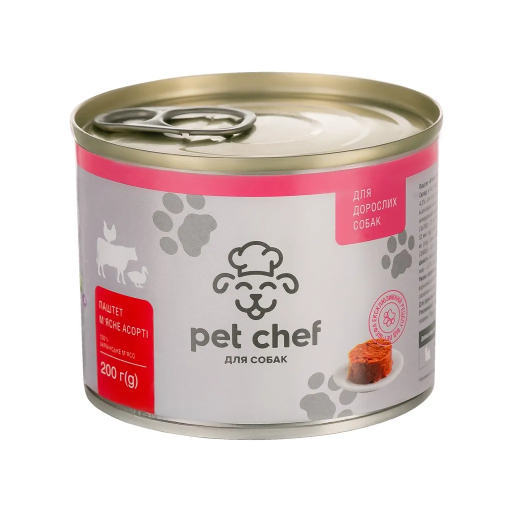 Консерва для собак Pet Chef паштет м’ясне асорті 200 г (4820255190143)