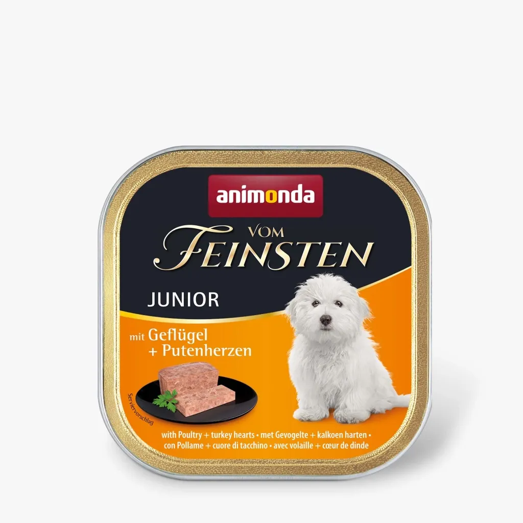Консерва для собак Animonda Vom Feinsten Junior with Poultry + Turkey hearts 150 г (4017721826211)