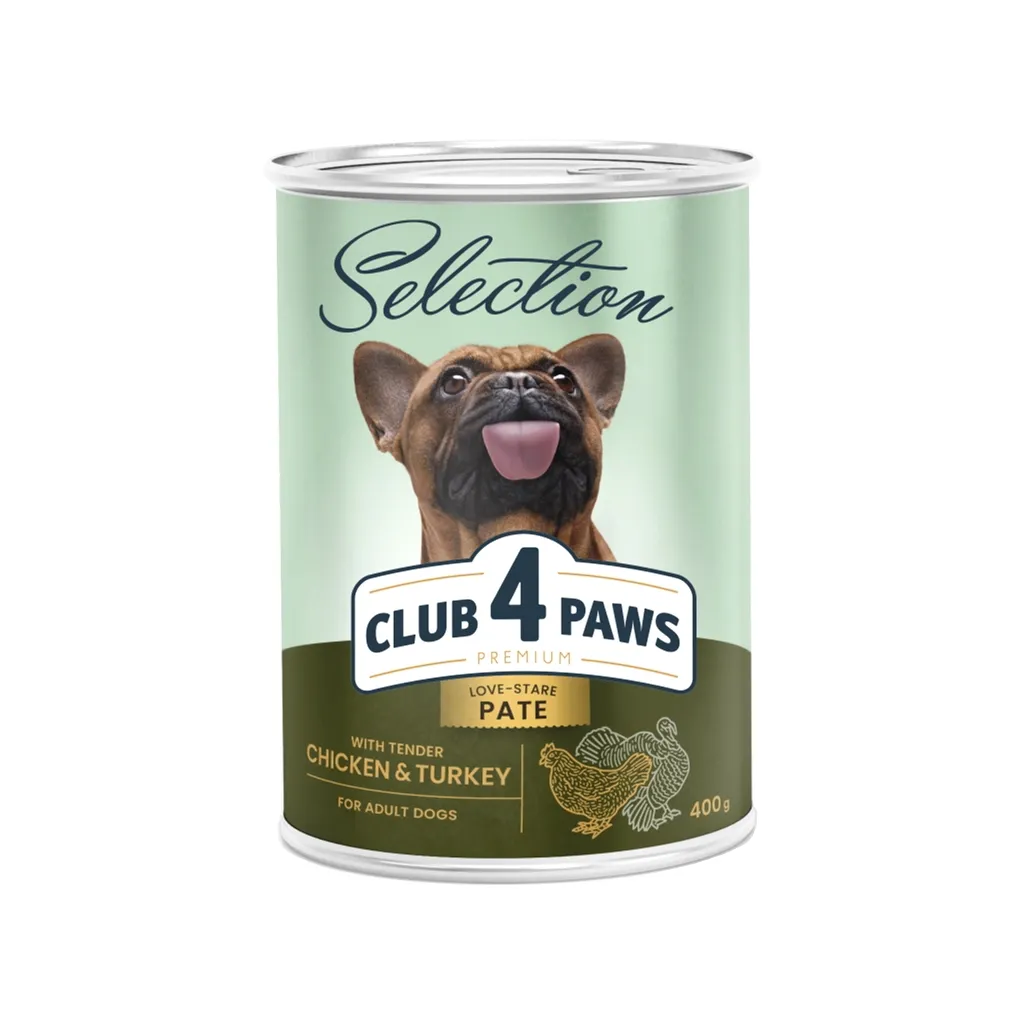 Консерва для собак Club 4 Paws Selection Паштет з куркою та індичкою 400 г (4820215368698)