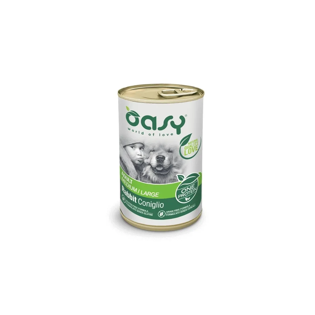 Консерва для собак OASY One Animal Protein ADULT Medium/Large з кроликом 400 г (8053017342382)