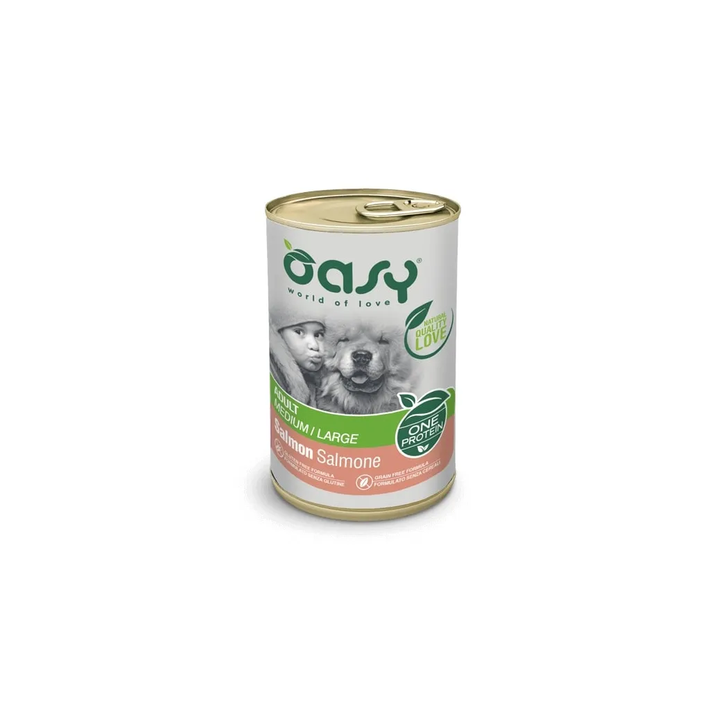 Консерва для собак OASY One Animal Protein ADULT Medium/Large з лососем 400 г (8053017342344)